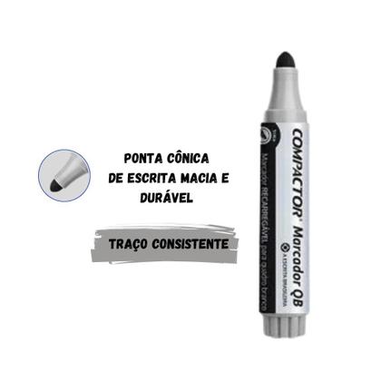 Imagem de Marcador quadro branco qb 1 marcador/reabast/2pontas - preto