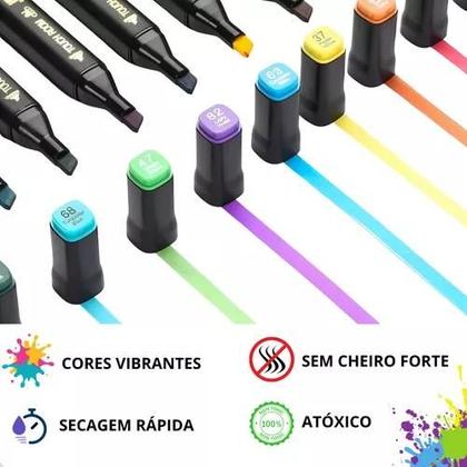 Imagem de Marcadores Canetinhas Coloridas Escolar Ponta Dupla com 24 Cores