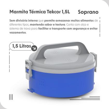 Imagem de Marmita 1,5l Tampa e Trava Microondas Alça Sem Divisória Soprano