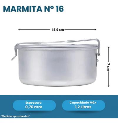 Imagem de Marmita ALUMÍNIO com fecho nº 16 - Diâmetro 16 cm HAVAI - MR16