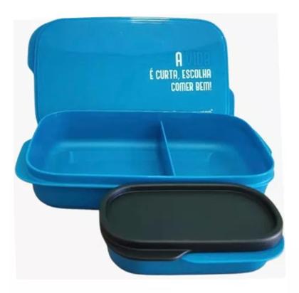 Imagem de Marmita basic line com divisórias slin azul da tupperware