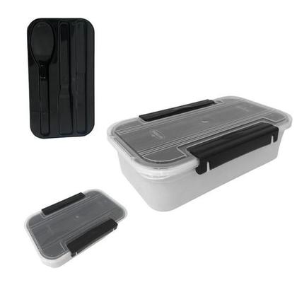 Imagem de Marmita Com Compartimento de Talheres 780ml Multiuso Preto