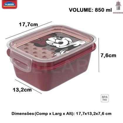 Imagem de Marmita com Trava Hermética Pote Divisória Extra - Mickey Minnie