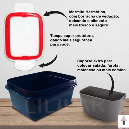 Imagem de Marmita com Trava Hermética Pote Divisória Extra - Mickey Minnie