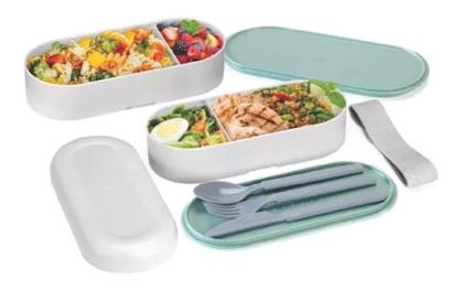 Imagem de Marmita Dupla Fit Com 3 Talheres Plastico Arthi