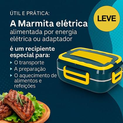 Imagem de Marmita Elétrica de Tomada e Carro Bivolt com Divisórias e Tampa com Trava Lateral