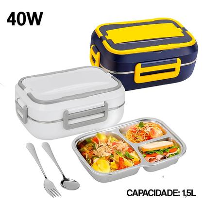 Imagem de Marmita Elétrica de Tomada e Carro Bivolt com Divisórias e Tampa com Trava Lateral