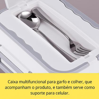 Imagem de Marmita Elétrica de Tomada e Carro Bivolt com Divisórias e Tampa com Trava Lateral