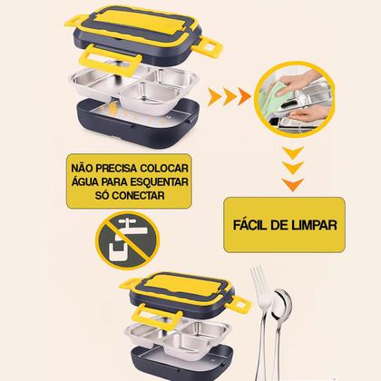 Imagem de Marmita Elétrica de Tomada e Carro Bivolt com Divisórias e Tampa com Trava Lateral