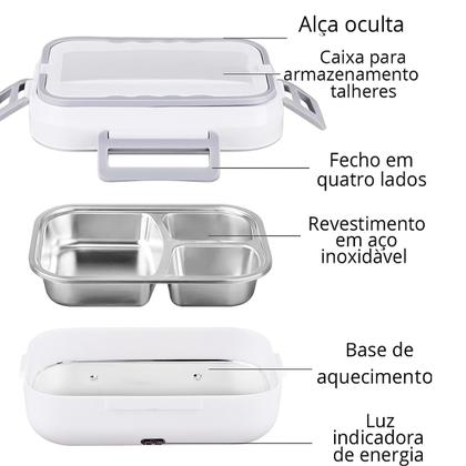 Imagem de Marmita Elétrica de Tomada e Carro Bivolt com Divisórias e Tampa com Trava Lateral