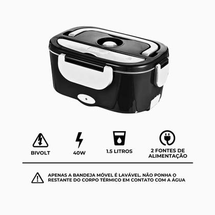 Imagem de Marmita Elétrica Portátil com Divisórias Bivolt Preta