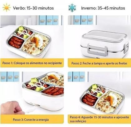 Imagem de Marmita Elétrica Térmica 40w 3 Pratos esquenta no Carro E Tomada 110v 220v - Enviamos no mesmo dia
