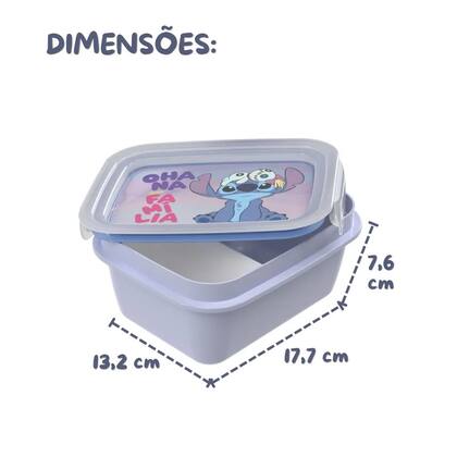 Imagem de Marmita Hermética com Trava Divisória Infantil Stitch 850 ml