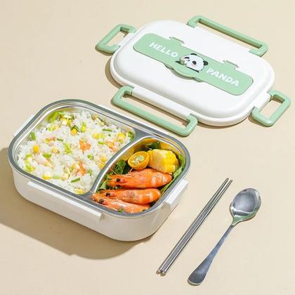 Imagem de Marmita Infantil De Aço Inoxidável À Prova De Vazamentos, Segura Para Micro-ondas, Com Conjunto De