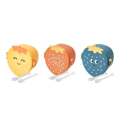 Imagem de Marmita Infantil Lancheira Formato Morango Talheres Praticidade Versatilidade Material Resistente Compacto