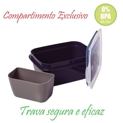 Imagem de Marmita Infantil Lancheira para Levar Passeio Viagem 630ml Tampa com Trava Plasutil 