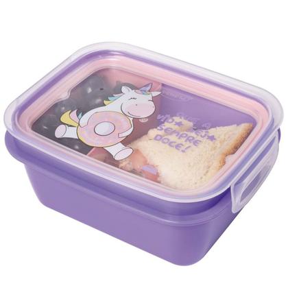 Imagem de Marmita Infantil Lancheira para Levar Passeio Viagem 630ml Tampa com Trava Plasutil 