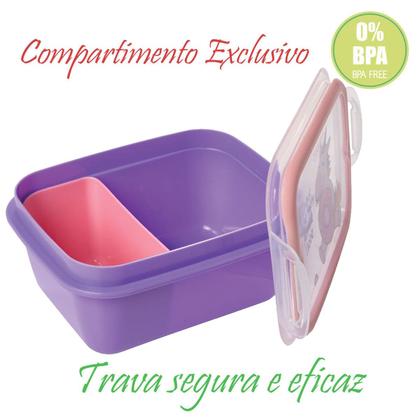 Imagem de Marmita Infantil Lancheira para Levar Passeio Viagem 630ml Tampa com Trava Plasutil 