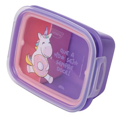 Imagem de Marmita Infantil Lancheira para Levar Passeio Viagem 630ml Tampa com Trava Plasutil 