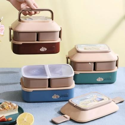 Imagem de Marmita Lancheira Infantil 3 Compartimentos Com Talher FH9-085