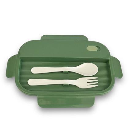 Imagem de Marmita Lancheira Plastica DIvisorias e Talheres Pote Plastico 1000ml - Lunch Box