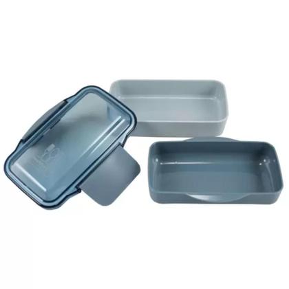 Imagem de Marmita Lancheira Pote - Azul- vai ao Micro-ondas de 2 Andares 950ml - Jacki Design