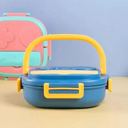Imagem de Marmita Lancheira Térmica Infantil Com Talher e 3 Compartimentos Inox