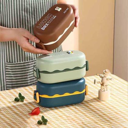 Imagem de Marmita / Lunch box modelo Japonês Bento - Para adultos e crianças - Azul - 850 ml