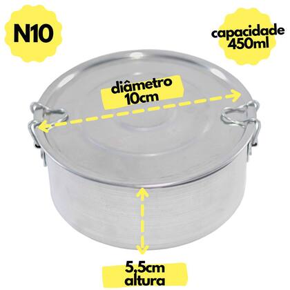 Imagem de Marmita Pequena Em Aluminio Redonda Com Tampa E Trava N 10