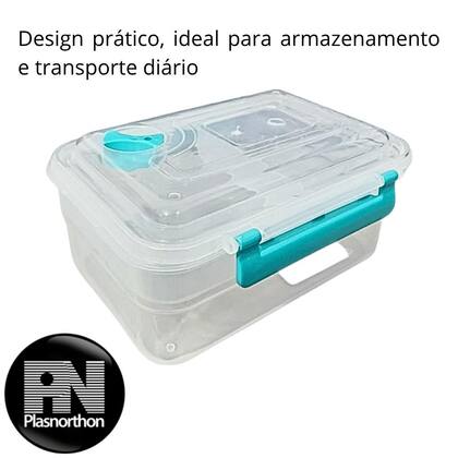 Imagem de Marmita Plasnorthon 17x15x8 Plástica Resistente Refeição Portátil Alimentação Escola Trabalho Viagem