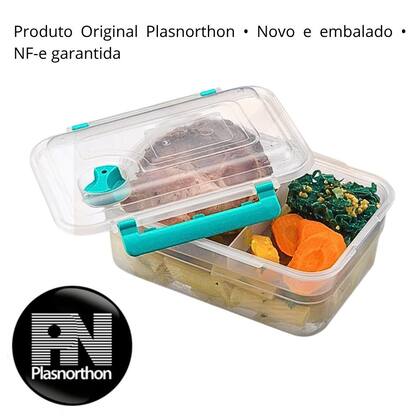 Imagem de Marmita Plasnorthon 17x15x8 Plástica Resistente Refeição Portátil Alimentação Escola Trabalho Viagem