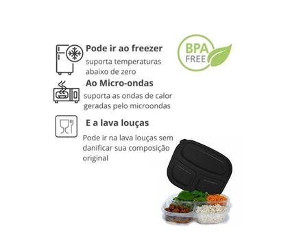 Imagem de Marmita Pote Marmitex Fitness Para Uso em Microondas e Freezer Com Divisórias