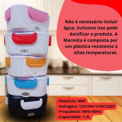 Imagem de Marmita Termica Bivolt 12v 24v Caminhao Carro 110v 220v Leve Aquece Rapido portatil motorista