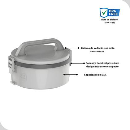 Imagem de Marmita Termica Com Divisória Comida 1,5L Cinza Alimento Soprano