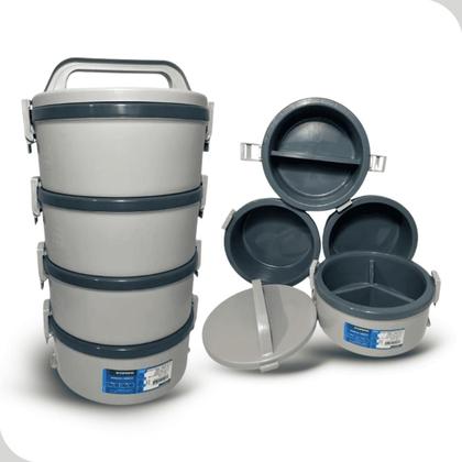 Imagem de Marmita Termica Com e Sem Divisoria Kit 4 Peças 1,5L Alça Trava Soprano