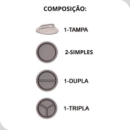 Imagem de Marmita Termica Com e Sem Divisoria Kit 4 Peças 1,5L Alça Trava Soprano