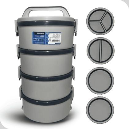 Imagem de Marmita Termica Com e Sem Divisoria Kit 4 Peças 1,5L Alça Trava Soprano