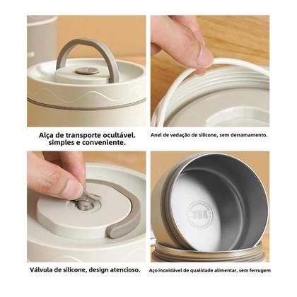 Imagem de Marmita Térmica De Aço Inoxidável 304 Selada Multifuncional Portátil Com Bolsa