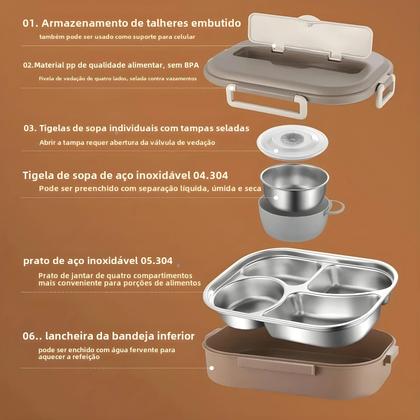 Imagem de Marmita Térmica De Aço Inoxidável Para Trabalhadores De Escritório E Estudantes, Bento Portátil