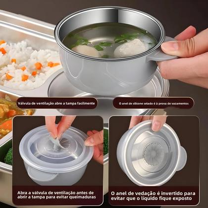 Imagem de Marmita Térmica De Aço Inoxidável Para Trabalhadores De Escritório E Estudantes, Bento Portátil