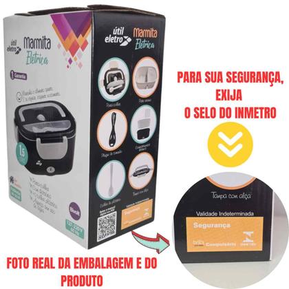 Imagem de Marmita Térmica Elétrica 110V e 220V Bivolt aquecedora de alimentos Fitness verduras Legumes portátil com divisória 1,5 Litros Com Selo INMETRO