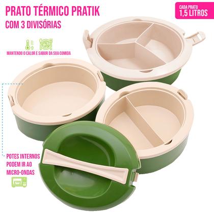 Imagem de Marmita Termica Pratik 3 Andares, Jogo de Pratos com Divisorias