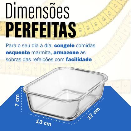 Imagem de Marmitas De Vidro Hermético Para Forno E Microondas Com Tampa Trava 640ml Kit 5 Peças Top