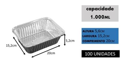 Imagem de Marmitex/Bandeja De Alumínio Retangular D2 1000ml - 100 Unidades