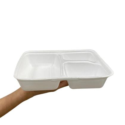 Imagem de Marmitex de Isopor 900ml Retangular sem tampa 3 divisórias com 50 unidades - Organização e praticidade para suas refeições