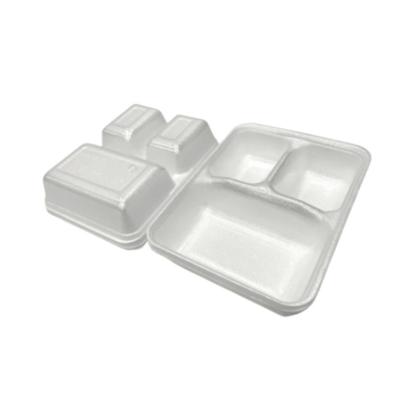 Imagem de Marmitex de Isopor 900ml Retangular sem tampa 3 divisórias com 50 unidades - Organização e praticidade para suas refeições
