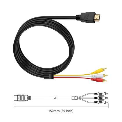 Imagem de Marmoin HDMI para RCA Cable, 1080P 5ft HDMI Macho para 3-RCA Vi