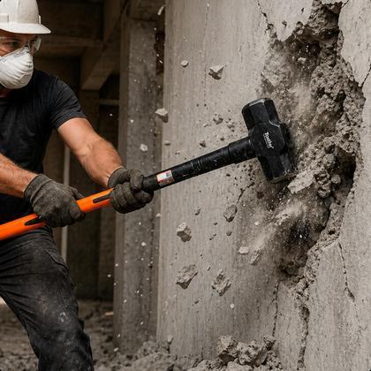 Imagem de Marreta 5Kg Oitavada Aço Forjado Cabo Fibra Longo Profissional Demolição Construção Bestfer BFH3451