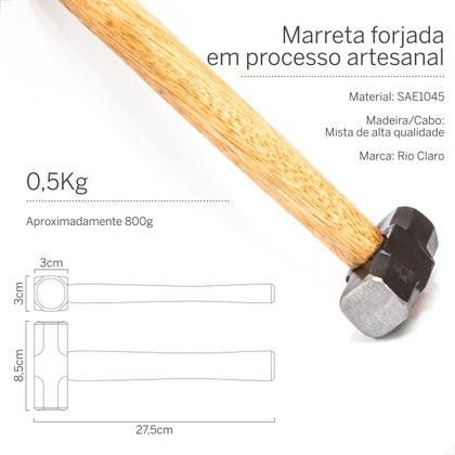 Imagem de Marreta c/ cabo oitavada 0,5 kg - rio claro