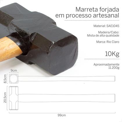 Imagem de Marreta c/ cabo oitavada 10,0 kg - rio claro